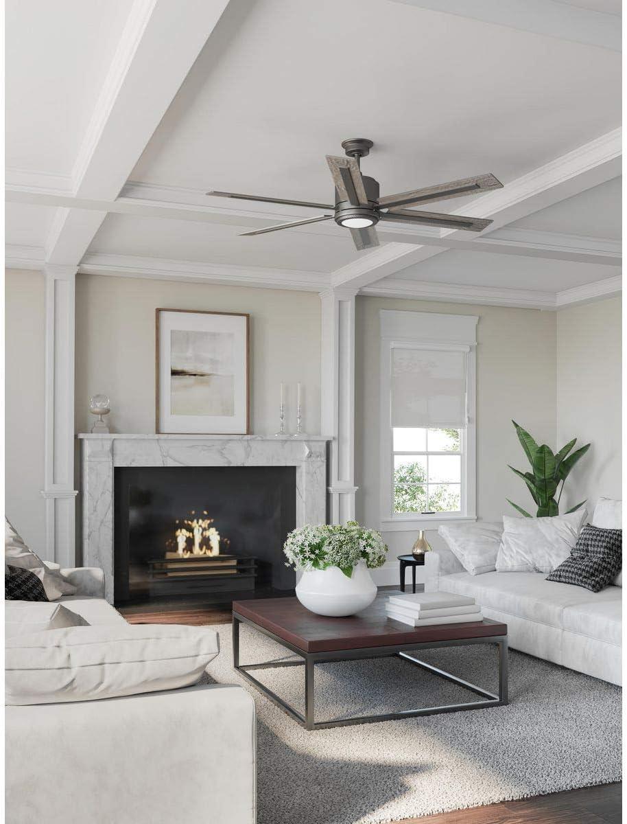image:imageProgress Lighting P25867130K Protruding Mount 6 Toasted OakDriftwood Blades Ceiling Fan with 18 Watts Light Black