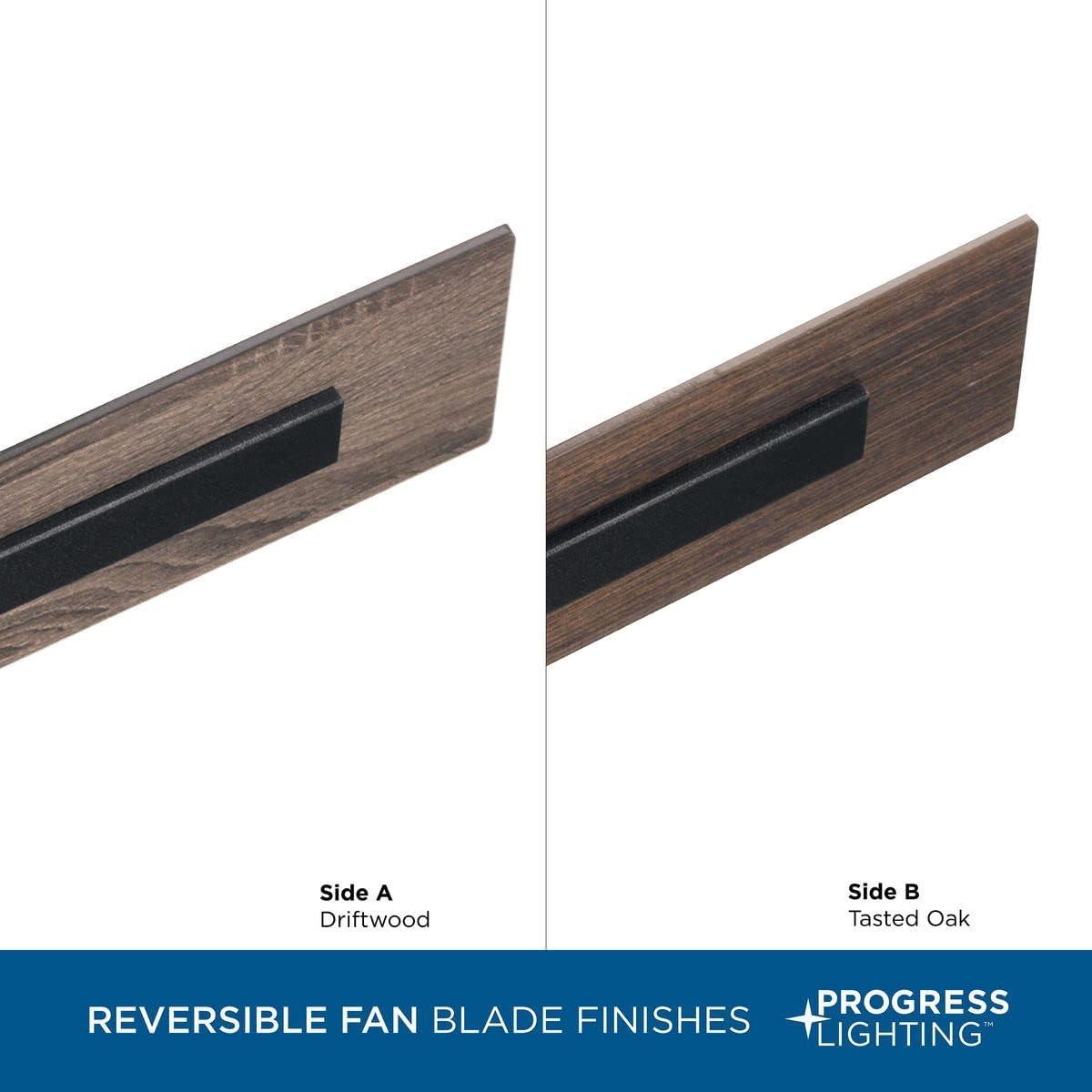image:imageProgress Lighting P25867130K Protruding Mount 6 Toasted OakDriftwood Blades Ceiling Fan with 18 Watts Light Black