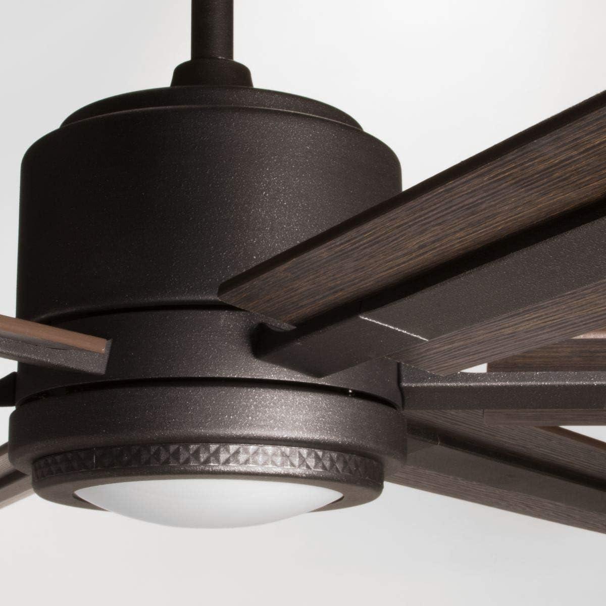 image:imageProgress Lighting P25867130K Protruding Mount 6 Toasted OakDriftwood Blades Ceiling Fan with 18 Watts Light Black