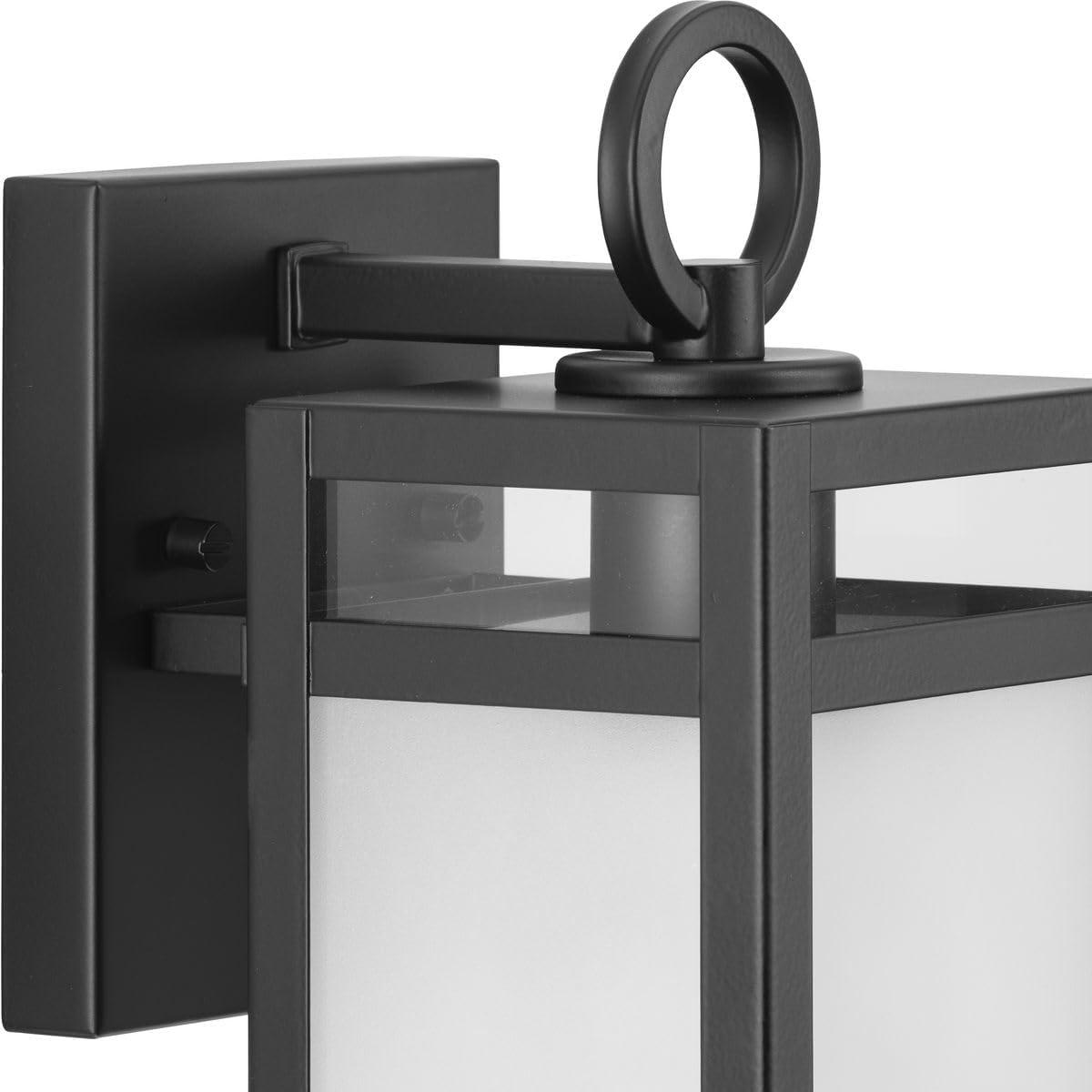image:imageProgress Lighting Parrish Collection OneLight Matte Black Clear and Etched Glass Modern Craftsman Outdoor Small Wall Lantern P56034131M