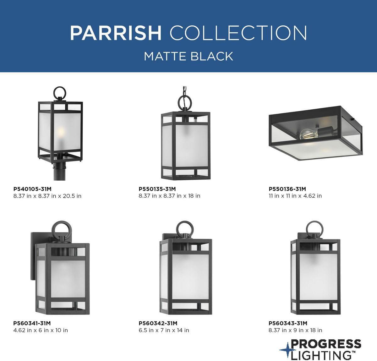 image:imageProgress Lighting Parrish Collection OneLight Matte Black Clear and Etched Glass Modern Craftsman Outdoor Small Wall Lantern P56034131M