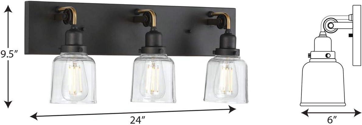 image:imageProgress Lighting Rushton Collection 1Light Clear Glass Farmhouse Bath Vanity Light Graphite BlackGraphite