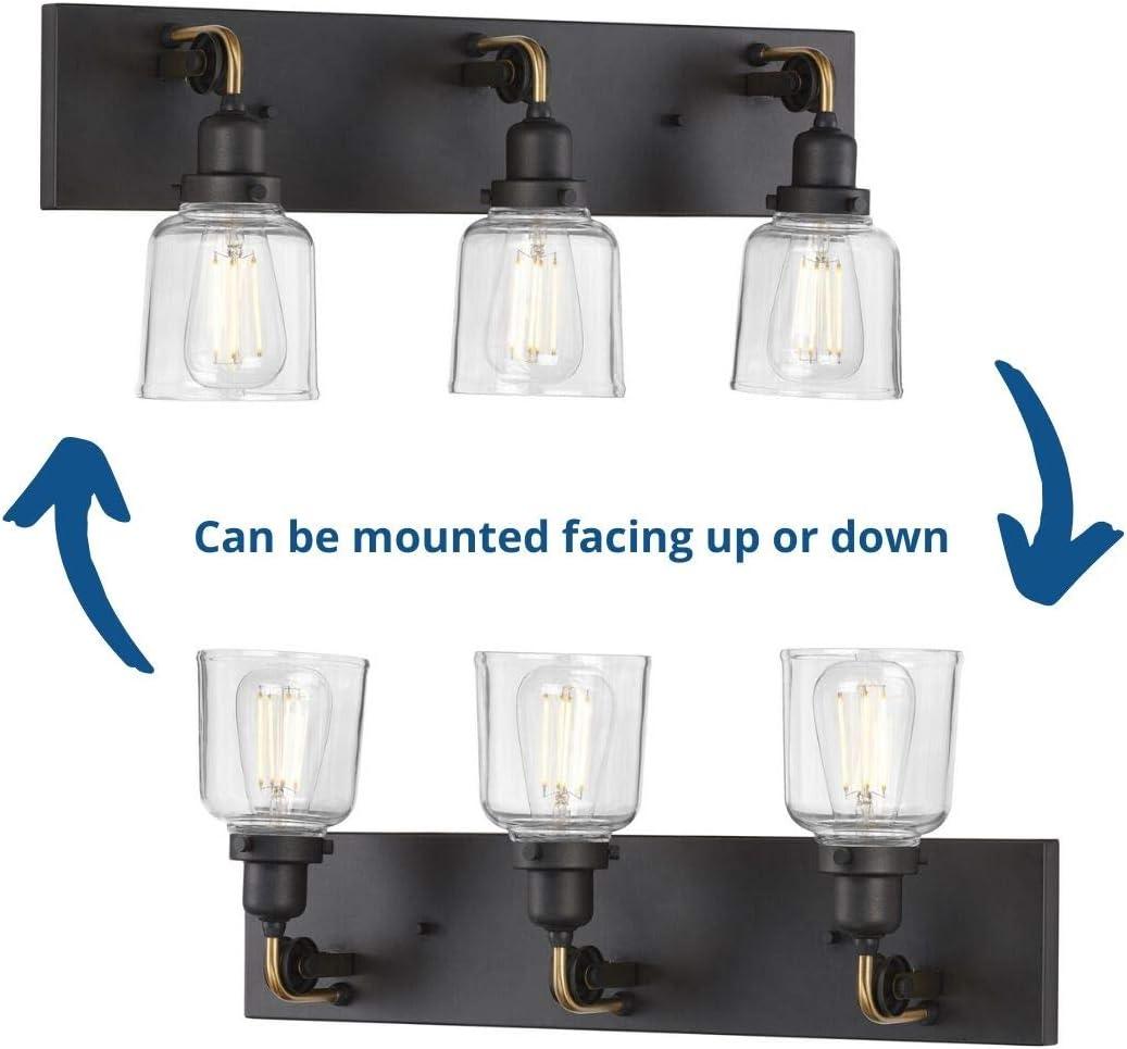 image:imageProgress Lighting Rushton Collection 1Light Clear Glass Farmhouse Bath Vanity Light Graphite BlackGraphite