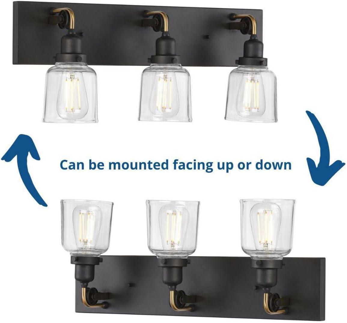 image:imageProgress Lighting Rushton Collection 1Light Clear Glass Farmhouse Bath Vanity Light Graphite BlackGraphite