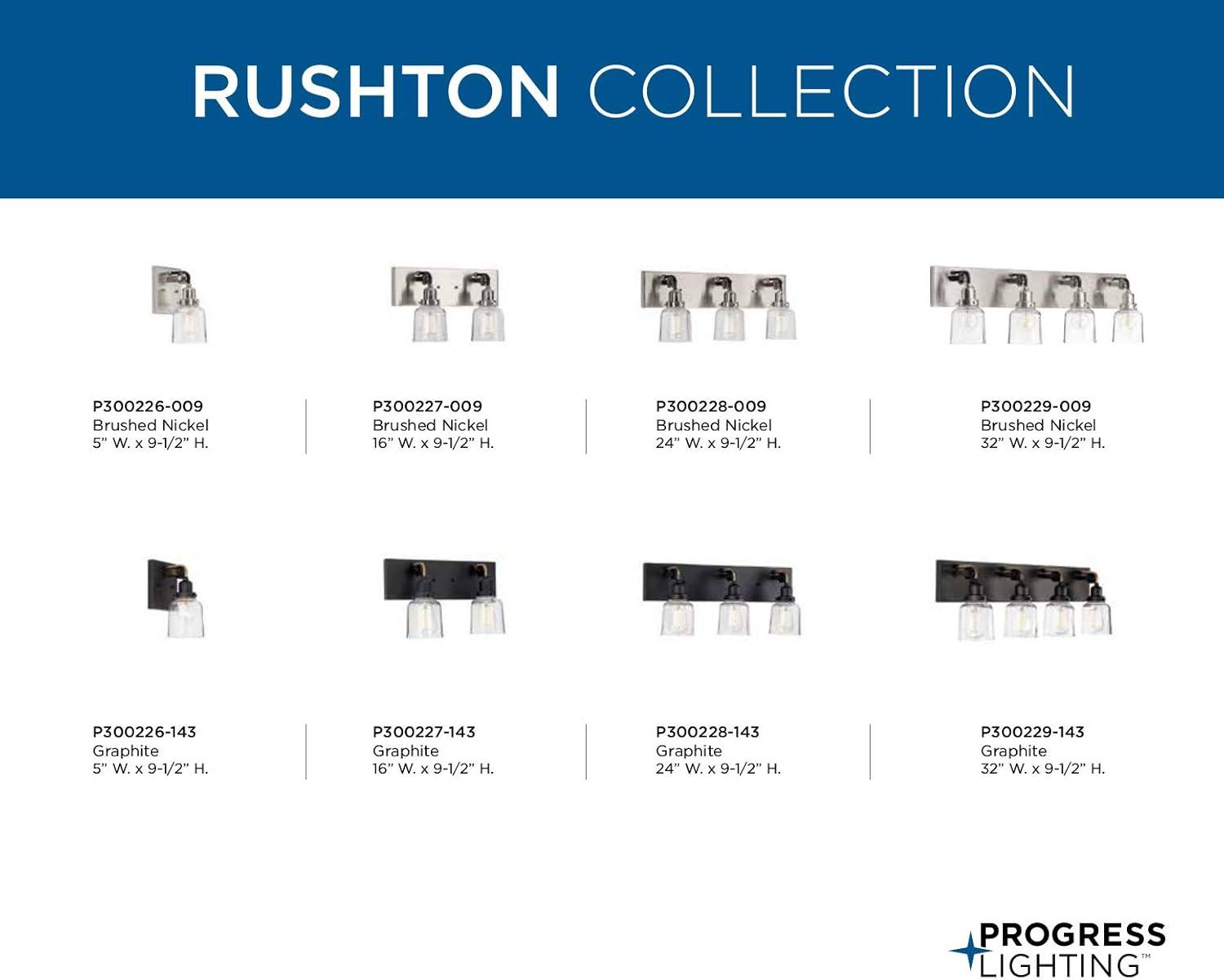 image:imageProgress Lighting Rushton Collection 1Light Clear Glass Farmhouse Bath Vanity Light Graphite BlackGraphite
