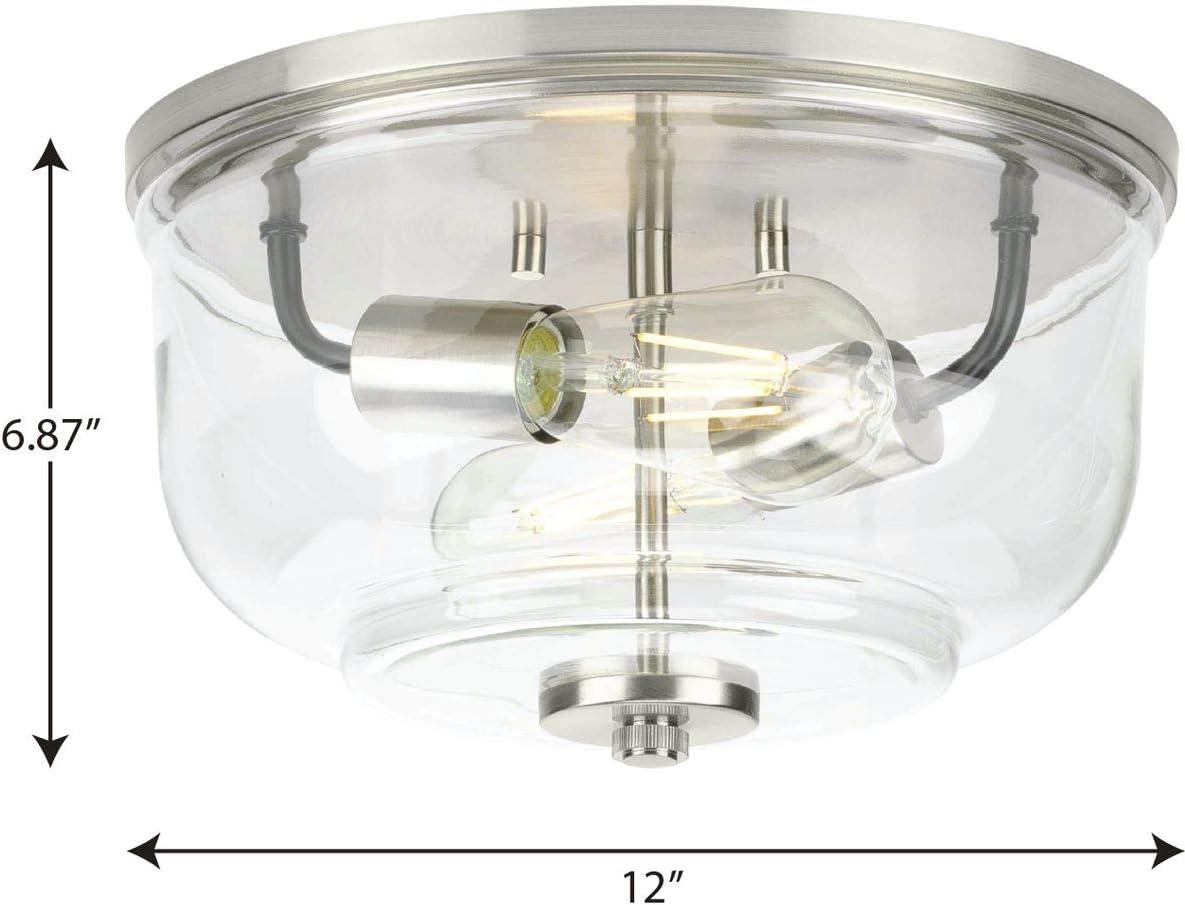 image:imageProgress Lighting Rushton Collection 2Light Brushed Nickel Clear Glass Industrial Flush Mount Ceiling Light