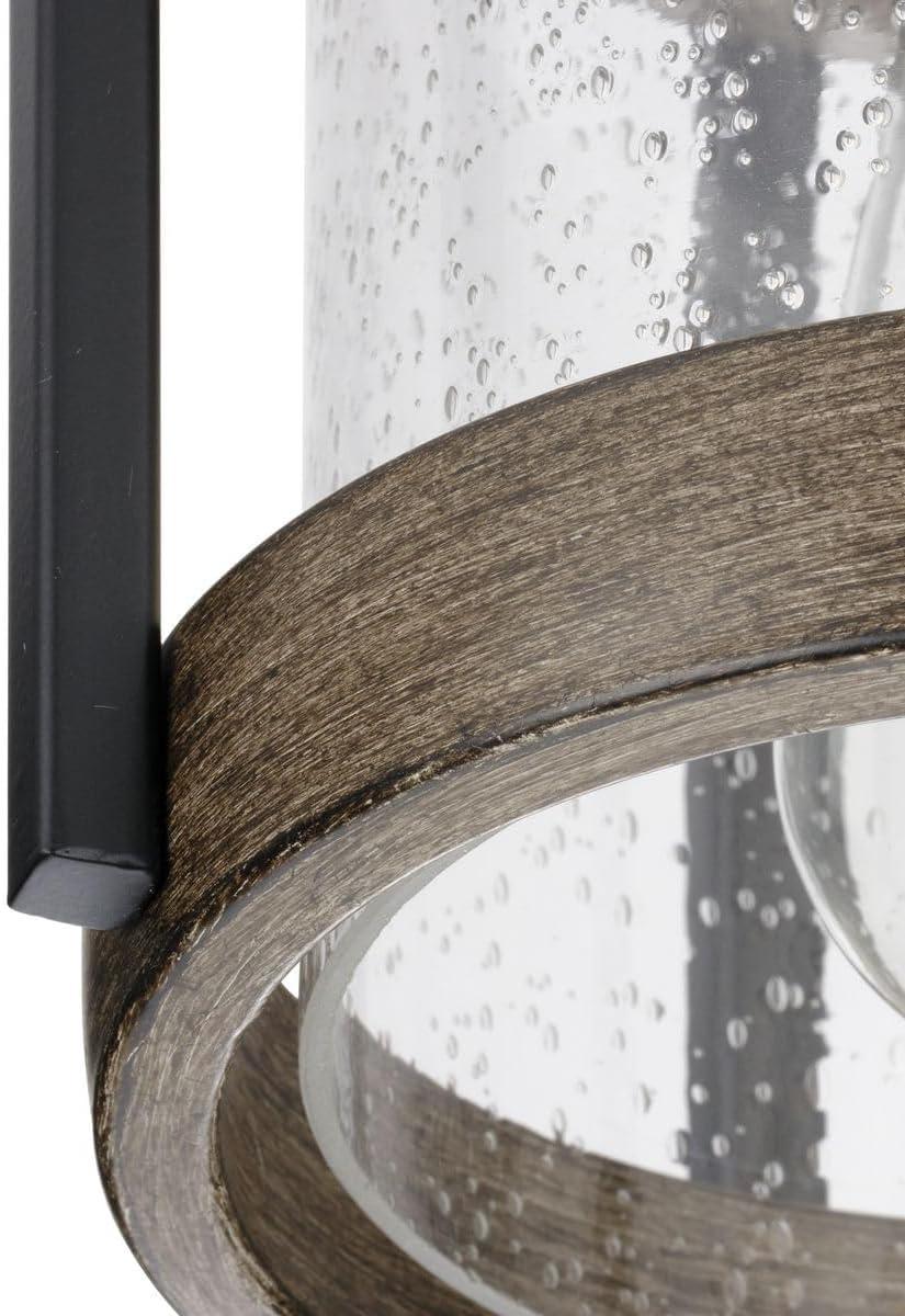image:imageProgress Lighting Whitmire Collection 1Light Clear Seeded Glass Light Aged Oak Accents Farmhouse Outdoor Ceiling Mount Matte Black