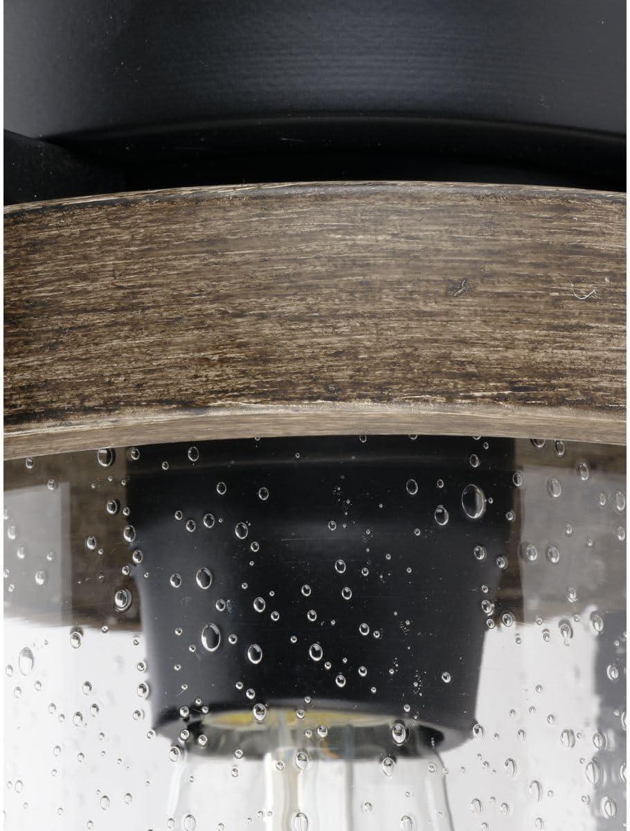 image:imageProgress Lighting Whitmire Collection 1Light Clear Seeded Glass Light Aged Oak Accents Farmhouse Outdoor Ceiling Mount Matte Black