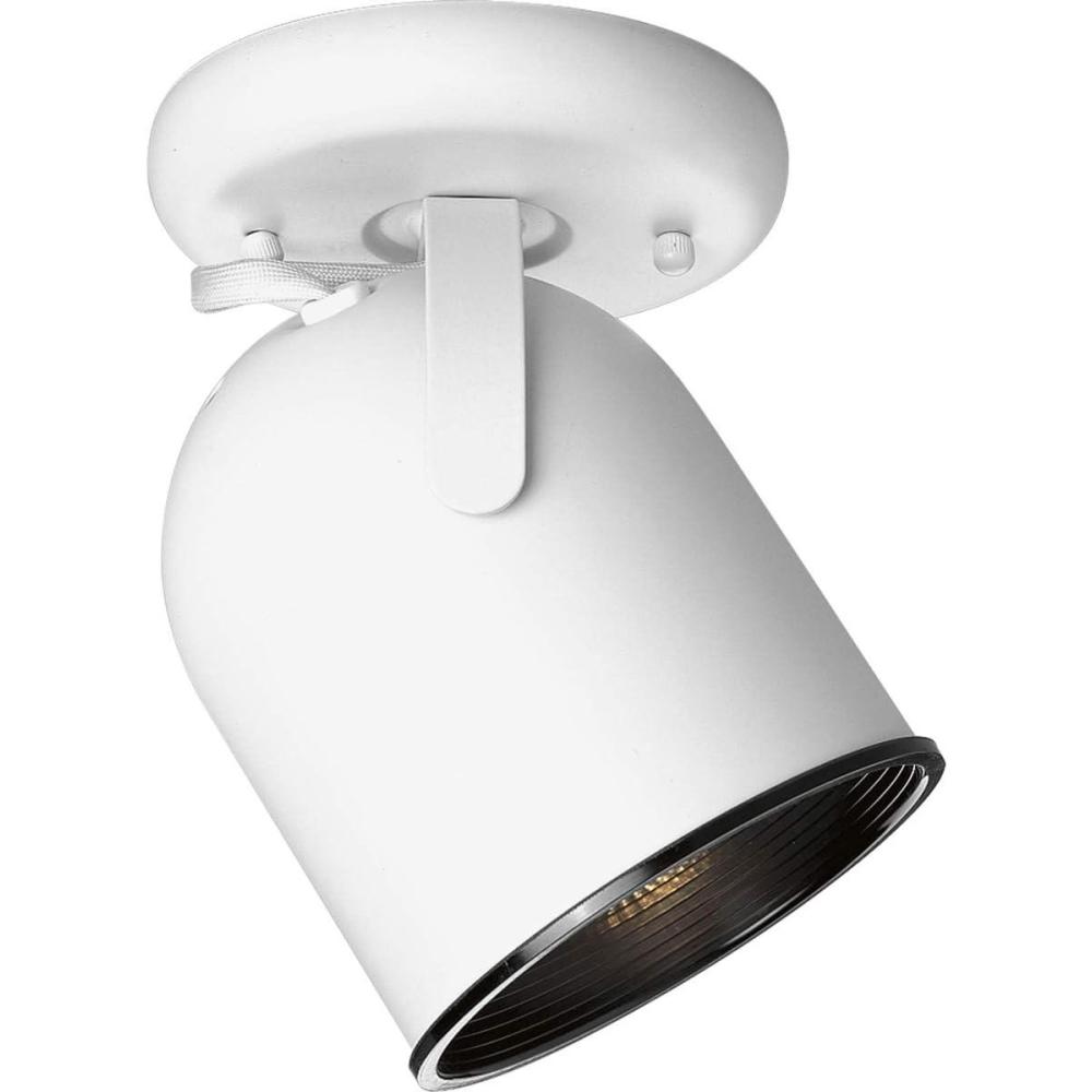 image:imageProgress Lighting 1Light Indoor Ceiling Light and Wall Sconce Roundback Track Lighting and Spotlight 1 Adjustable Track Head 75W Halogen Flush Mount Ceiling Light White P614430