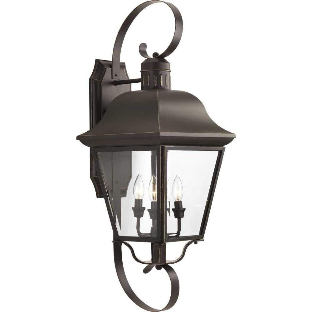 image:imageProgress Lighting Andover Collection 2Light Clear Beveled Glass Farmhouse Outdoor Medium Wall Lantern Light Antique Bronze4Light