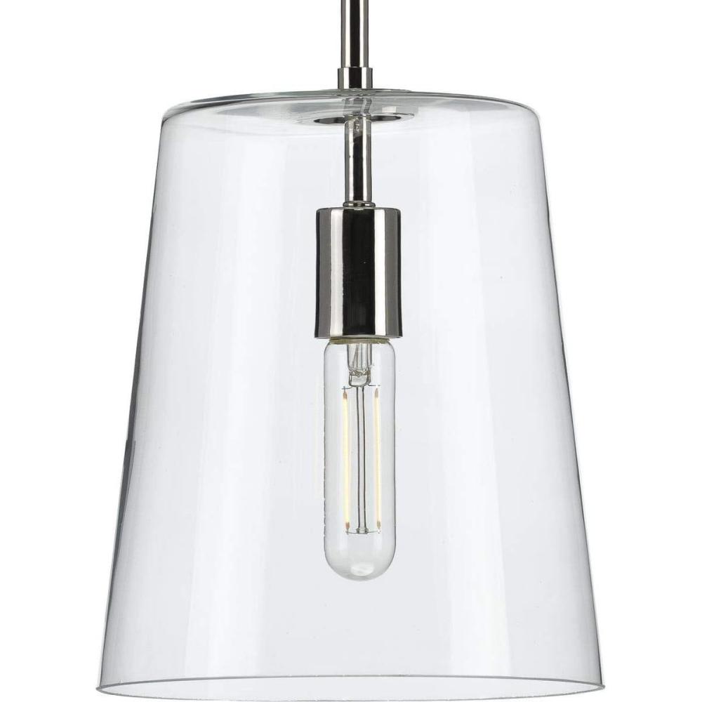 image:imageProgress Lighting Clarion Collection 1Light Clear Glass Coastal Pendant Light Polished NickelNickel