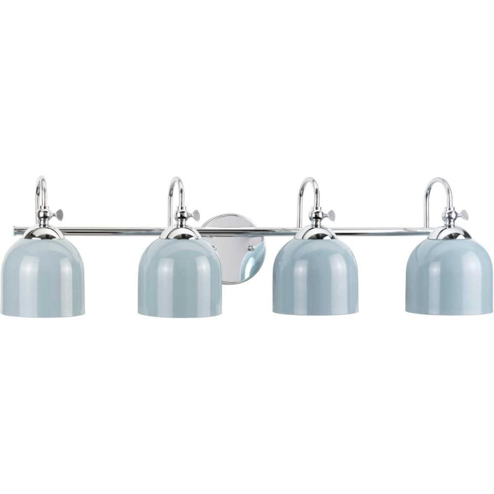 image:imageProgress Lighting Dalton Collection 33 in 4Light Polished Chrome Coastal Blue Vanity Light