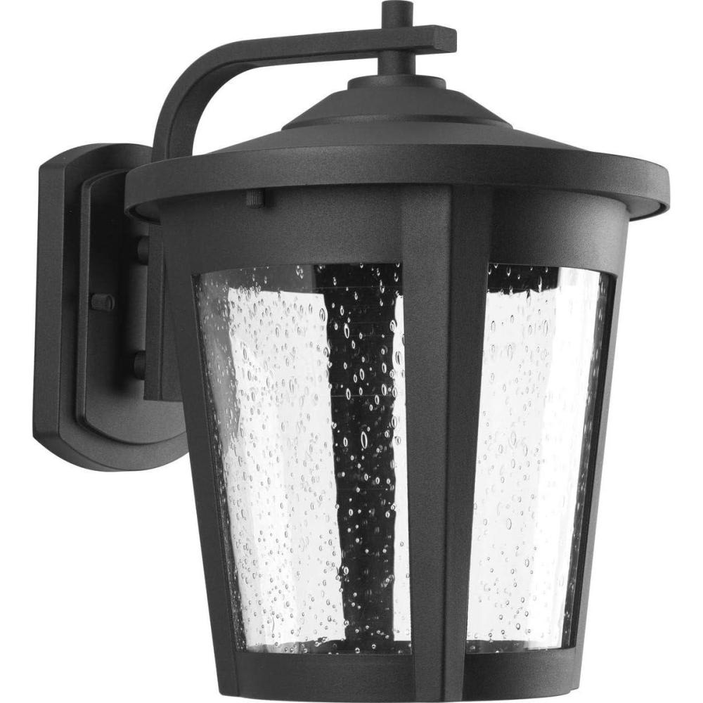 image:imageProgress Lighting East Haven LED Collection 1Light Clear Seeded Glass Transitional Outdoor Large Wall Lantern Light Textured BlackBlack