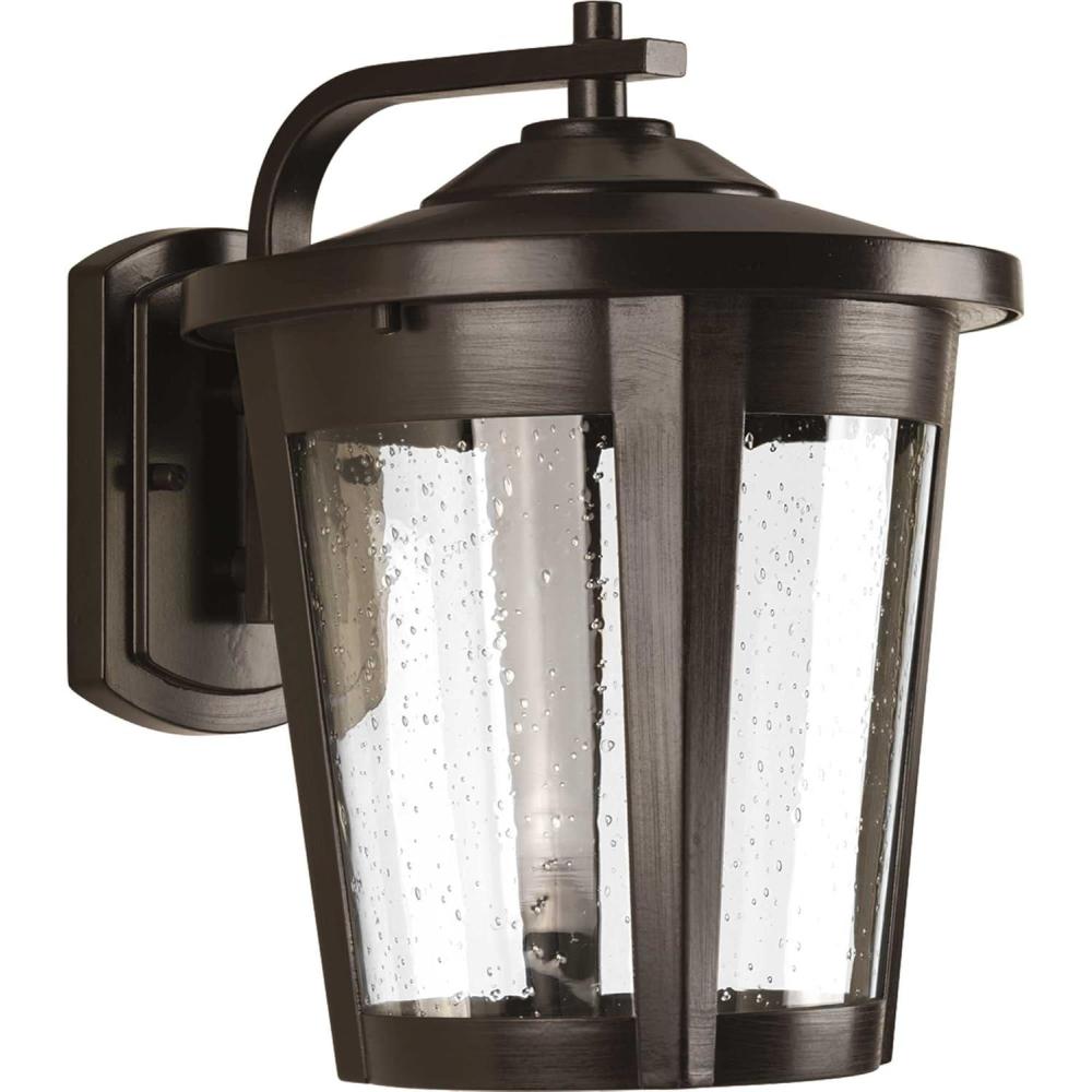 image:imageProgress Lighting East Haven LED Collection 1Light Clear Seeded Glass Transitional Outdoor Large Wall Lantern Light Textured BlackBronze