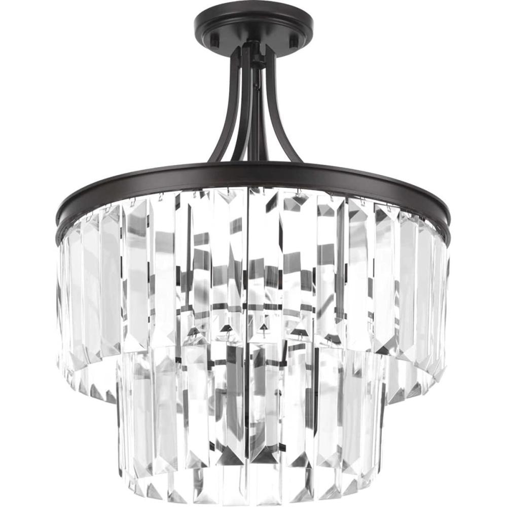 image:imageProgress Lighting Glimmer 3 Light 16 inch Antique Bronze SemiFlush Mount Convertible Ceiling Light P232620 Design SeriesAntique Bronze