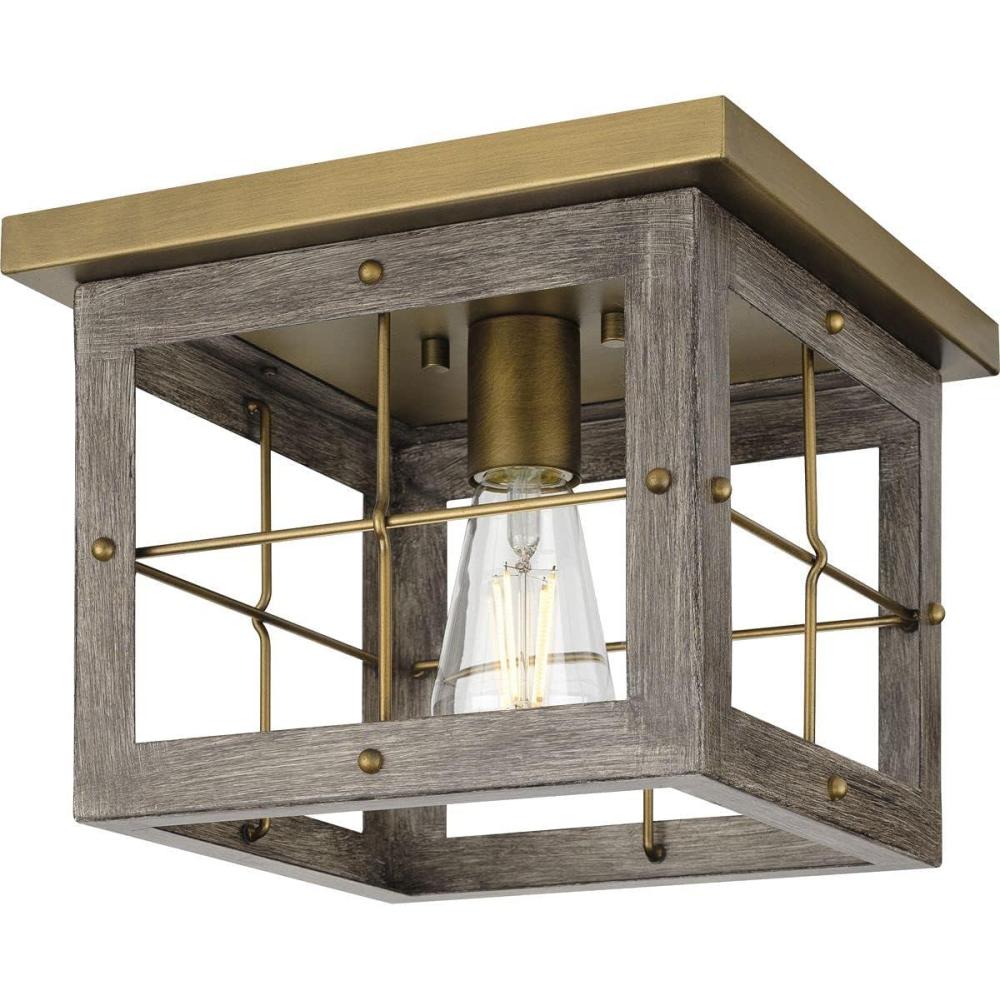 image:imageProgress Lighting Hedgerow Collection 1Light Aged Oak Farmhouse Flush Mount Ceiling Light
