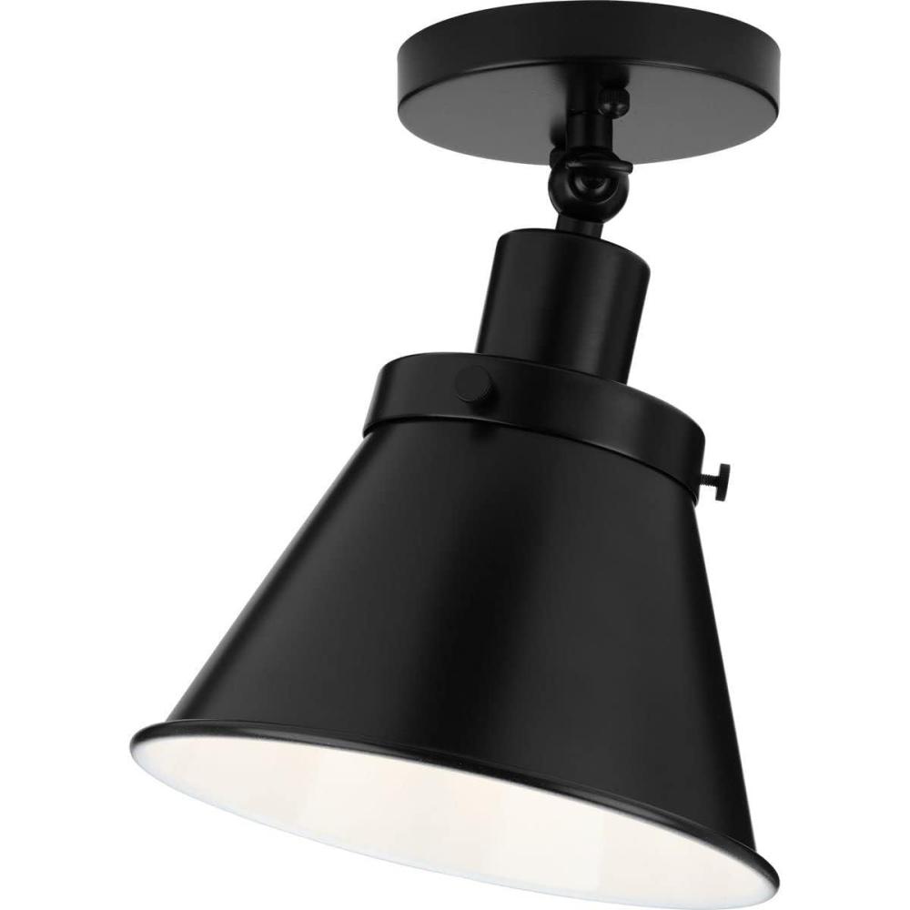 image:imageProgress Lighting Hinton Collection 1Light Matte Black Vintage SemiFlush Mount Ceiling Light