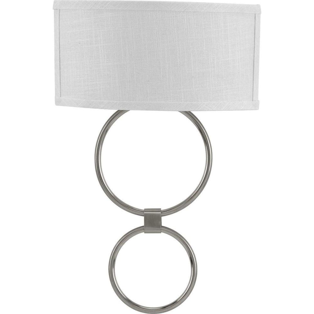 image:imageProgress Lighting LED Shaded Sconce Collection Brushed Nickel OneLight Circle LED Wall Sconce