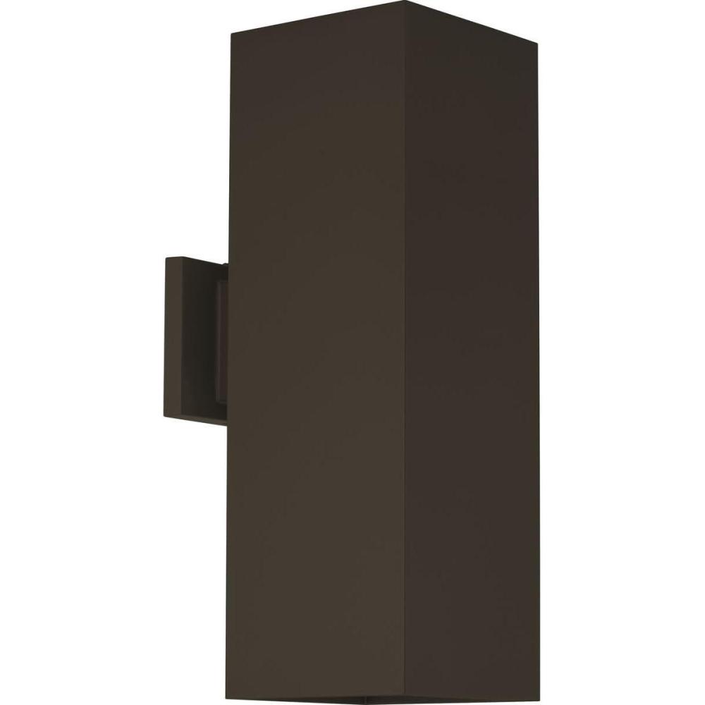 image:imageProgress Lighting Outdoor 6 inLED Square Cast Aluminum Modern Cylinder with Up and Down Light Wall Lantern Antique BronzeBronze