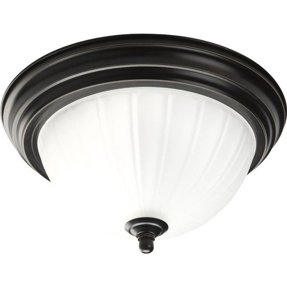 image:imageProgress Lighting P381609 1Light CloseToCeiling with Etched Ribbed Glass Brushed NickelAntique Bronze