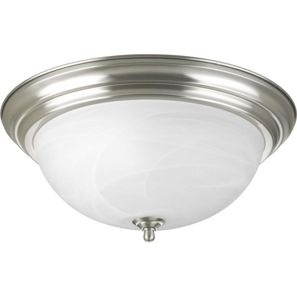 image:imageProgress Lighting P392609EBWB Three Light Flush Mount Brushed Nickel Finish with Etched Alabaster Glass
