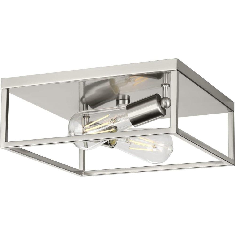 image:imageProgress Lighting Perimeter Collection 2Light Brushed Nickel Modern Flush Mount Ceiling Light 450x1200x1200