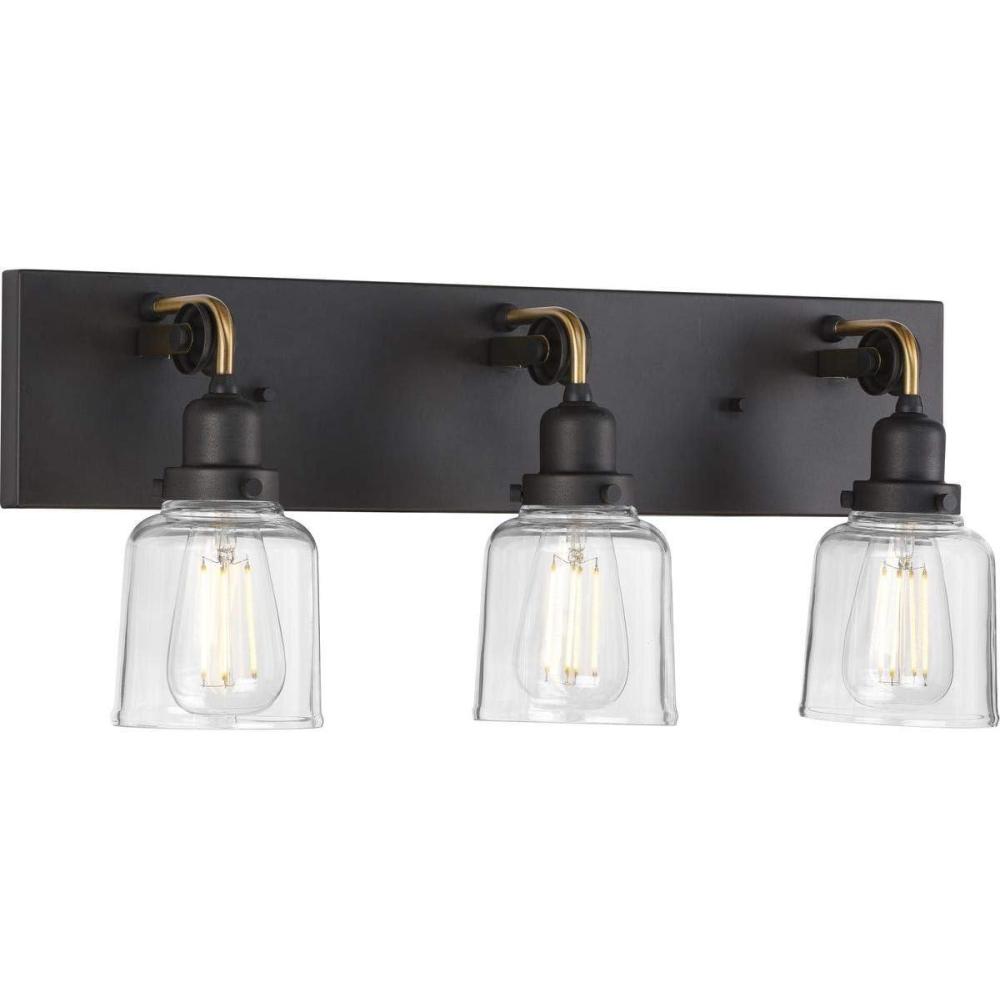 image:imageProgress Lighting Rushton Collection 1Light Clear Glass Farmhouse Bath Vanity Light Graphite BlackGraphite