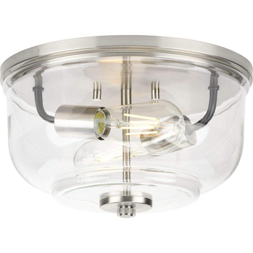 image:imageProgress Lighting Rushton Collection 2Light Brushed Nickel Clear Glass Industrial Flush Mount Ceiling Light