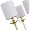 Progress Lighting Bonita Collection 6-Light White Linen Fabric Shade Luxe Chandelier Light Satin Brass