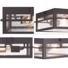 Progress Lighting Boxwood Collection 2-Light Clear Seeded Glass Craftsman Outdoor Ceiling Flush Mount Light Antique Bronze, 4.50×11.38×11.38