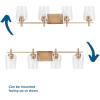 Progress Lighting Calais 34 in. 4-Light Vintage Brass Vanity Light Clear Glass New Traditional Bath