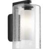 Progress Lighting Compel Collection 1-Light Clear Seeded Glass Modern Outdoor Medium Wall Lantern Light Textured Black(Black)