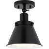 Progress Lighting Hinton Collection 1-Light Matte Black Vintage Semi-Flush Mount Ceiling Light