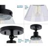 Progress Lighting Hinton Collection 1-Light Seeded Glass Matte Black Industrial Flush Mount Ceiling Light, 10.00×8.00×8.00