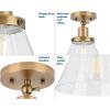 Progress Lighting Hinton Collection 1-Light Seeded Glass Vintage Brass Industrial Flush Mount Ceiling Light(Brass)