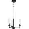 Progress Lighting Kellwyn Collection 3-Light Matte Black Clear Glass Transitional Semi-Flush Mount Convertible Ceiling Light, 12.63×16.00×16.00