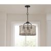 Progress Lighting Lavelle Collection 3-Light Natural Rattan Textured Black Global Semi-Flush Mount Convertible Ceiling Light 14.38×15.63×15.63