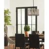 Progress Lighting Lavelle Collection 3-Light Natural Rattan Textured Black Global Semi-Flush Mount Convertible Ceiling Light 14.38×15.63×15.63