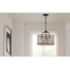 Progress Lighting Lavelle Collection 3-Light Natural Rattan Textured Black Global Semi-Flush Mount Convertible Ceiling Light 14.38×15.63×15.63