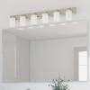 Progress Lighting Merry Collection Six-Light Brushed Nickel and Etched Glass Transitional Style Bath Vanity Wall Light