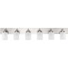Progress Lighting Merry Collection Six-Light Brushed Nickel and Etched Glass Transitional Style Bath Vanity Wall Light
