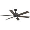 Progress Lighting P2586-7130K Protruding Mount, 6 Toasted Oak/Driftwood Blades Ceiling Fan with 18 Watts Light, Black