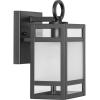Progress Lighting Parrish Collection One-Light Matte Black Clear and Etched Glass Modern Craftsman Outdoor Small Wall Lantern (P560341-31M)