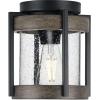 Progress Lighting Whitmire Collection 1-Light Clear Seeded Glass Light Aged Oak Accents Farmhouse Outdoor Ceiling Mount Matte Black