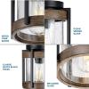 Progress Lighting Whitmire Collection 1-Light Clear Seeded Glass Light Aged Oak Accents Farmhouse Outdoor Ceiling Mount Matte Black