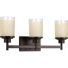 Progress Lighting Alexa Collection 3-Light Etched Umber Linen with Clear Edge Glass Modern Bath Vanity Light Antique Bronze(Antique Bronze)