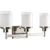 Progress Lighting Alexa Collection 3-Light Etched Umber Linen with Clear Edge Glass Modern Bath Vanity Light Antique Bronze(Brushed Nickel)