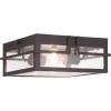 Progress Lighting Boxwood Collection 2-Light Clear Seeded Glass Craftsman Outdoor Ceiling Flush Mount Light Antique Bronze, 4.50×11.38×11.38