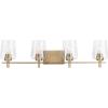 Progress Lighting Calais 34 in. 4-Light Vintage Brass Vanity Light Clear Glass New Traditional Bath