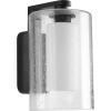Progress Lighting Compel Collection 1-Light Clear Seeded Glass Modern Outdoor Medium Wall Lantern Light Textured Black(Black)